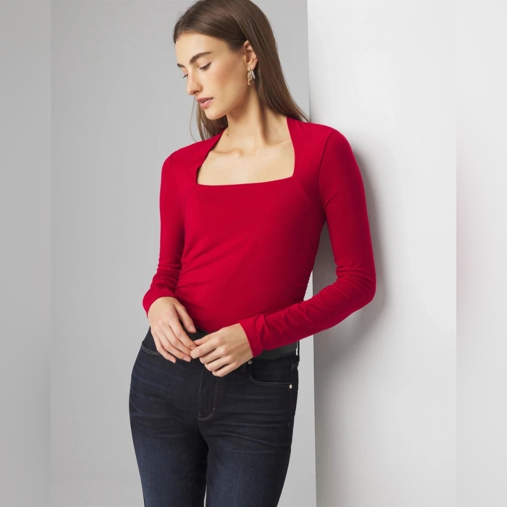 WHBM | Square Neck Ruched Top Indulgent